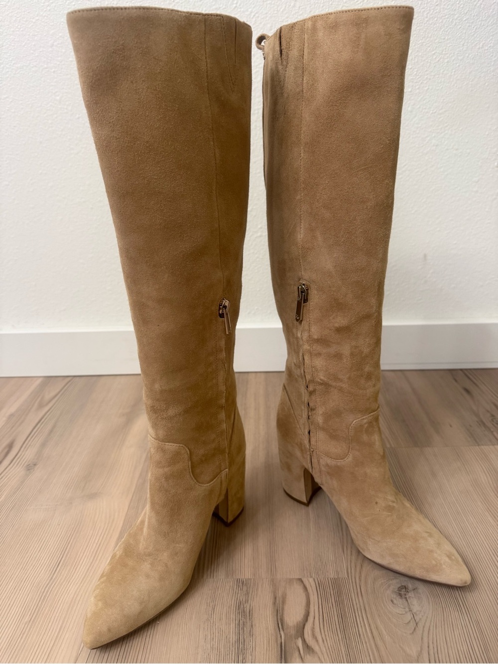 Sam Edelman Tan Suede Over-the-Knee Pointed Toe Boots - Picture 6 of 9